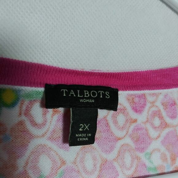 Talbot's Colorful Floral Sweater Cardigan Top Spring 3/4 Sleeve Size 2X - Picture 5 of 7